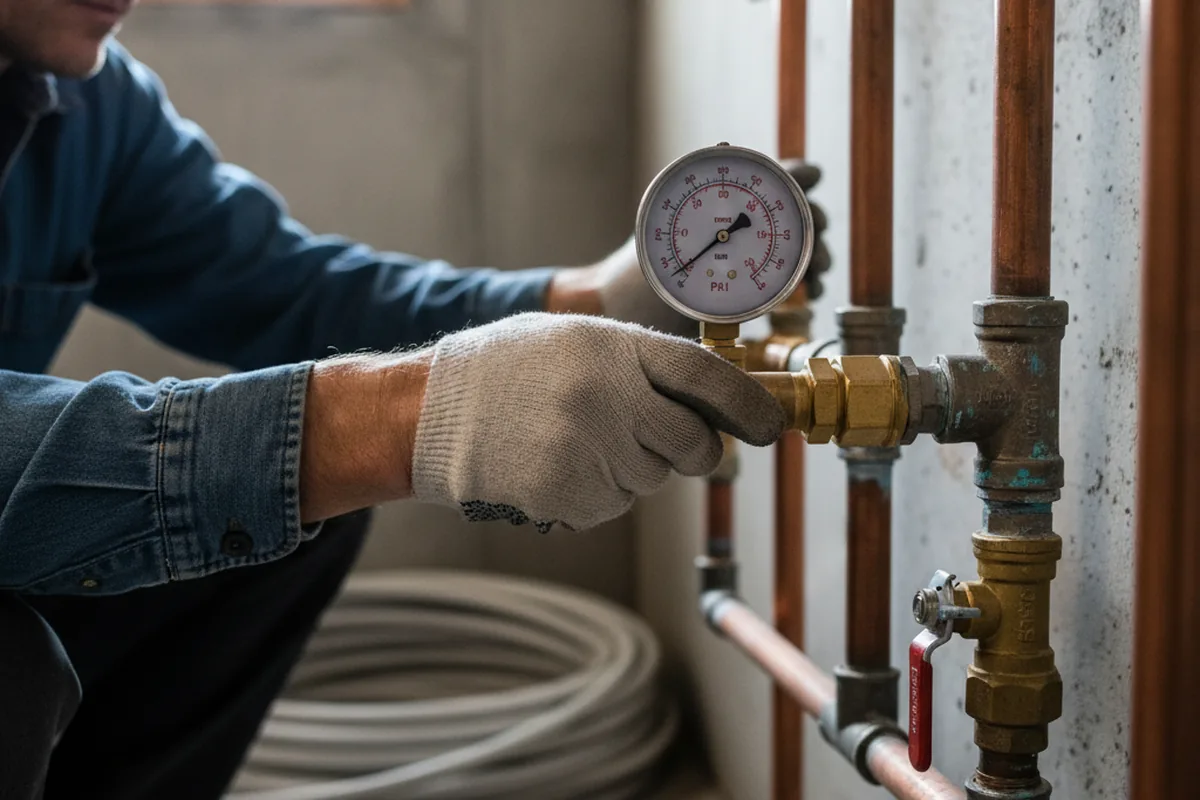 Pressure testing a repaired line during Water Line Repair in Whitsett